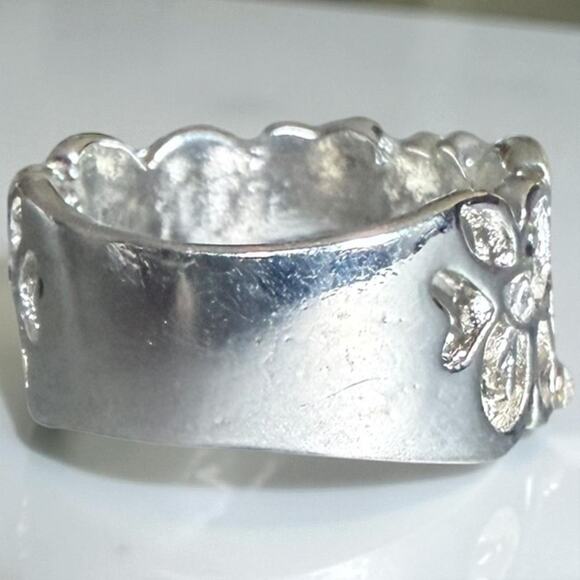 Silver and  Pink & Blue Enamel Flower Size 7 New - Picture 4 of 7